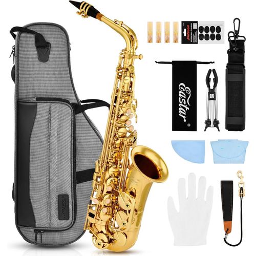 ערכת סקסופון אלט EAX-21 הכוללת תיק נשיאה + פיה + רצועת צוואר + עלים וסטנד מבית EASTAR