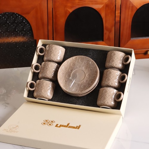 סט 6+6 ספלים לקפה דגם אנדלוסיה חום -Y.C.034303