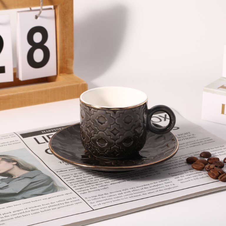 סט 6+6 ספלים לקפה דגם אנדלוסיה שחור -Y.C.034310