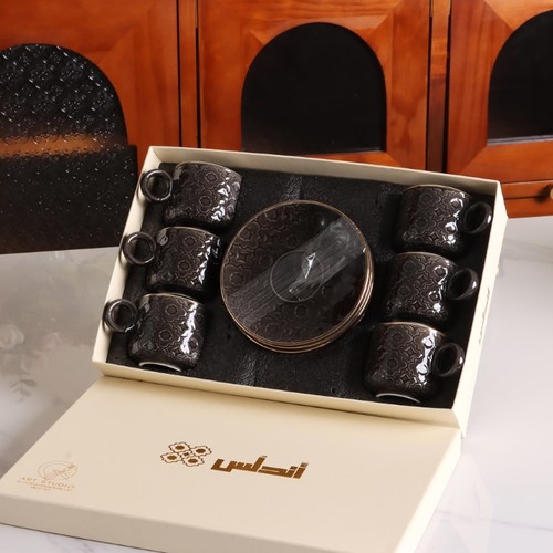 סט 6+6 ספלים לקפה דגם אנדלוסיה שחור -Y.C.034310