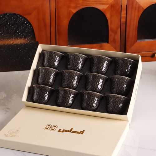 סט 12 ספל בדוי דגם אנדלוסיה שחור -Y.C.034372