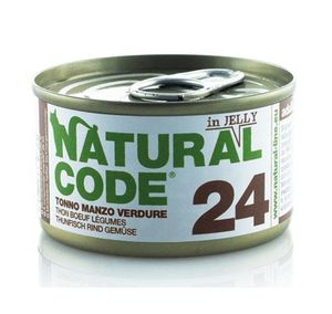 שימור NATURAL CODE נטורל קוד 24 טונה בקר וירקות לחתול 85 גר'