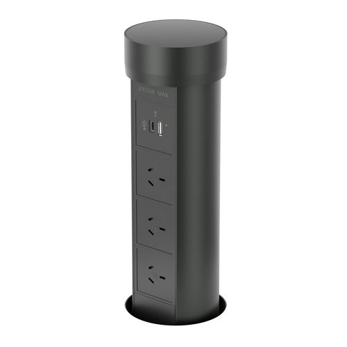 שקע פופ אפ חשמלי למטבח POINTPOD כולל שקע USB a + USB c שחור