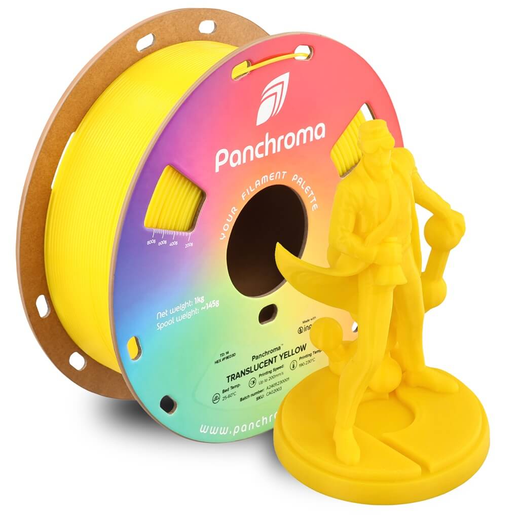 פילמנט צהוב שקוף למחצה 1 ק"ג 1.75 מ"מ - Panchroma Translucent PLA Translucent Yellow