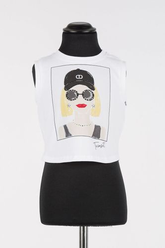 Cropped top with print rhinestones