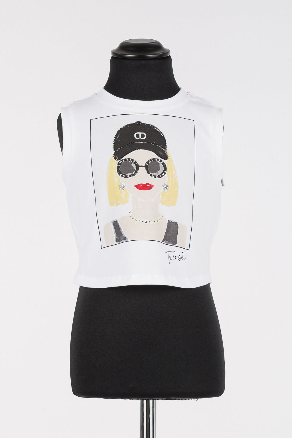 Cropped top with print rhinestones