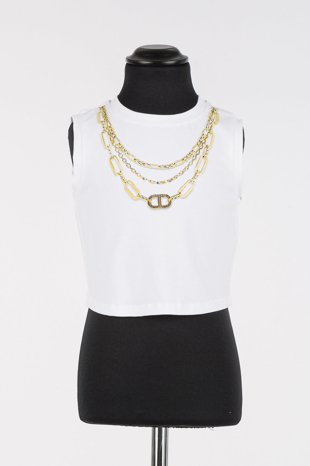 Cropped top with print rhinestones
