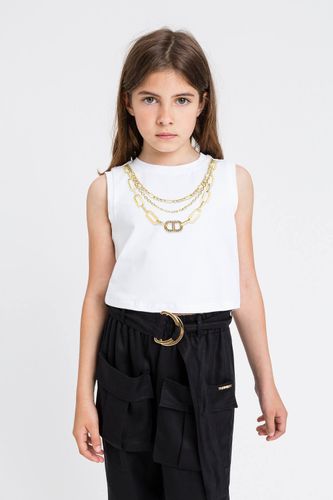 Cropped top with print rhinestones