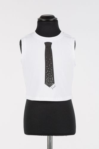Cropped top with print rhinestones