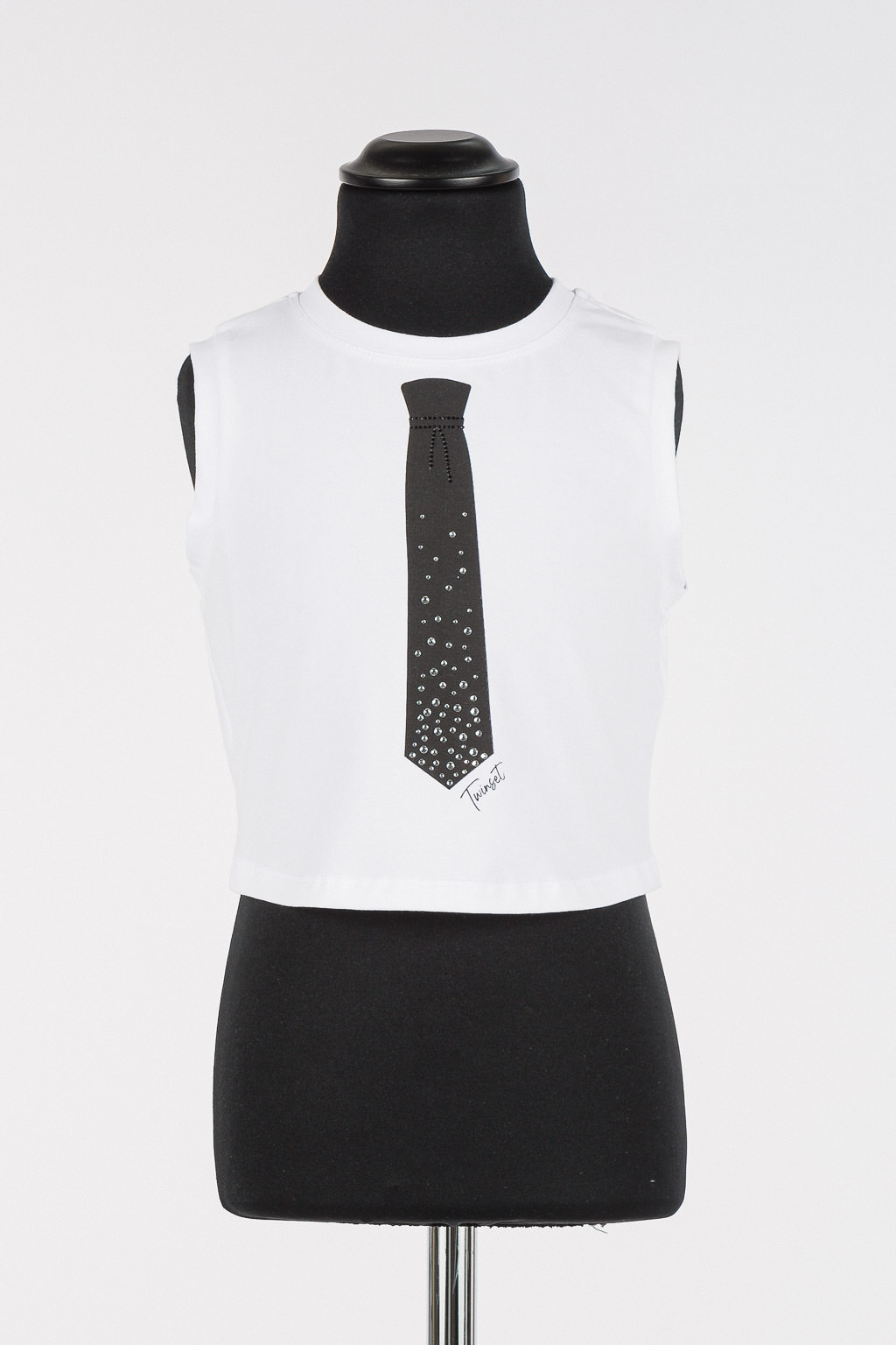 Cropped top with print rhinestones