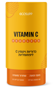 בידלטס ויטמין C ליפוזומלי 500 מג | כדוריות Beadlets ויטמין סי ליפוזומלי אקוסאפ  60 כמוסות Ecosupp