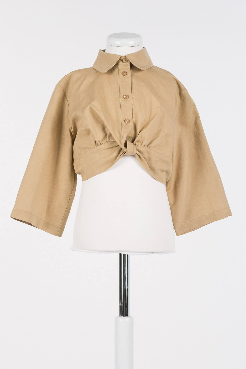 Cropped linen blend shirt