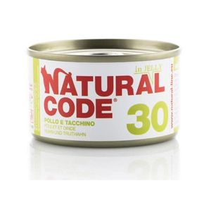 שימור NATURAL CODE נטורל קוד 30 עוף והודו בג'לי לחתול 85 גר' מגש 24 יחידות