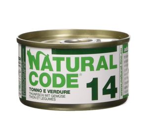 שימור NATURAL CODE נטורל קוד 14 טונה וירקות לחתול 85 גר' מגש 24 יחידות