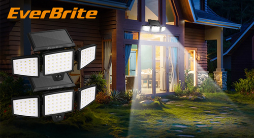 זרקור סולארי נטען 72LED 1000LM מארז כפול EVERBRITE E021038