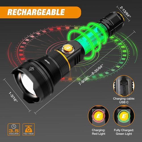 פנס יד נטען LM 1000 אלומיניום EVERBRITE E011180