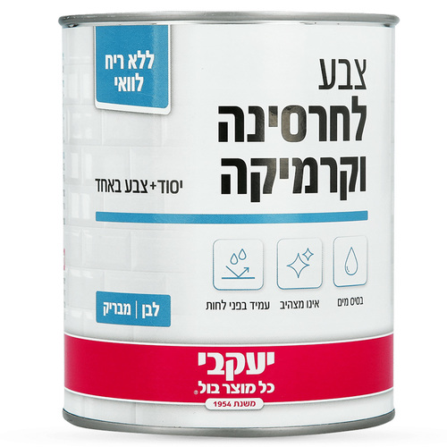 צבע לבן מבריק לחרסינה וקרמיקה 750 מ