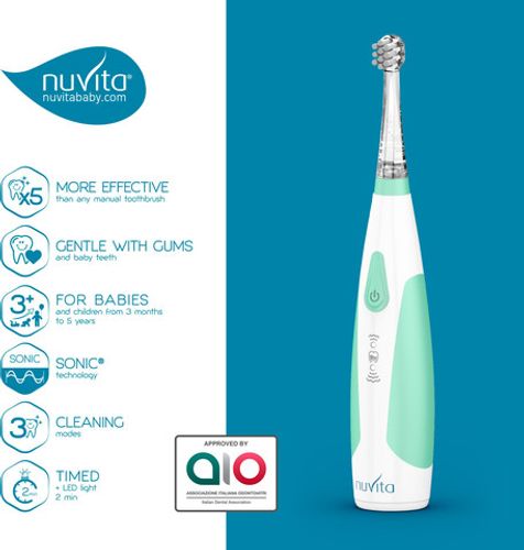 מברשת שיניים חשמלית Sonic Clean & Care לילדים בגיל 3 חודשים עד 5 שנים עם טיימר ותאורה