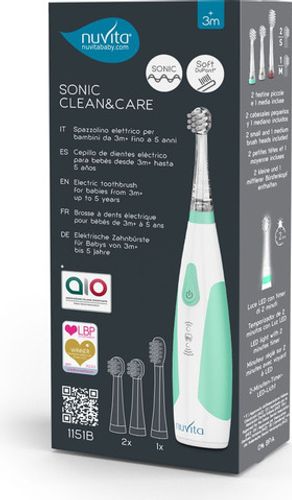 מברשת שיניים חשמלית Sonic Clean & Care לילדים בגיל 3 חודשים עד 5 שנים עם טיימר ותאורה