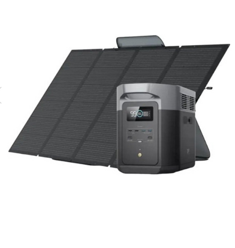 קיט סולארי ECOFLOW תחנת כוח DELTA2MAX פלוס 2 יח' פאנלים סולארים מתקפלים 200W - הספק כולל 2.4kW