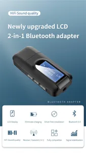 מתאם בלוטוס בחיבור USB משדר מקלט עם מסך USB Bluetooth 5.0 Audio Transmitter Receiver