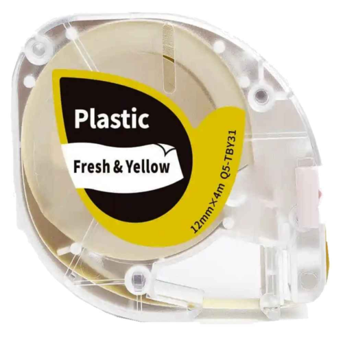 5 יחידות סרט מדבקות פלסטיק Q5-TBY31 שחור על צהוב