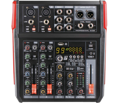 מיקסר 6 ערוצים עם 99 אפקטים, BT והקלטה KARSECT KG-FM06