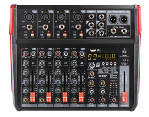 מיקסר 8 ערוצים עם 99 אפקטים, BT והקלטה KARSECT KG-FM08