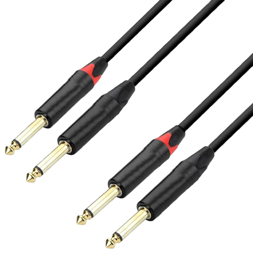 זוג כבלי PL זכר 6.3mm באורך 3מ' מחברי זהב תוצרת ABC CABLS