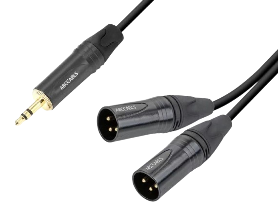 כבל XLR X2 - PL3.5 אורך 5מ' GOLD &ndash; ABC CABLS