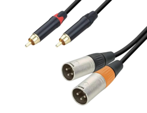 כבל XLR כפול (2×XLR זכר) ל־RCA כפול (2×RCA זכר) – אורך 5 מטר – מחברים מוזהבים – תוצרת ABC Cables