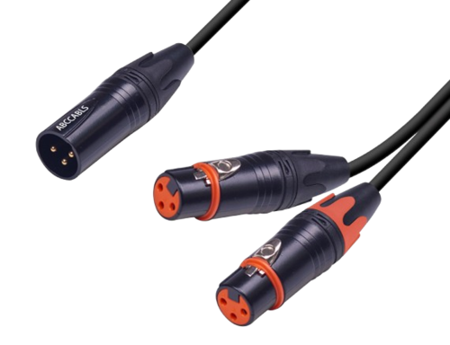 כבל מפצל XLR זכר ל2 נקבות Y-SPLIT באורך 1מ’ ABC CABLS