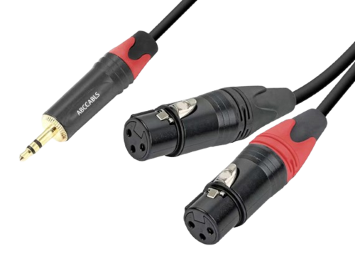 כבל 2-XLR לPL 3.5 באורך 3מ’ עם מחברי זהב ABC CABLS