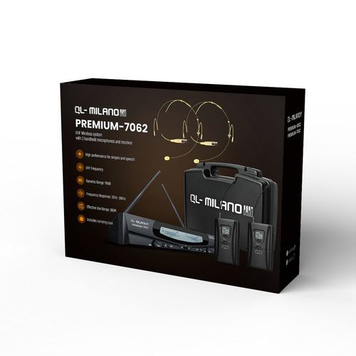 זוג מיקרופוני מדונה אלחוטיים כולל מזוודה QL Milano PREMIUM-7062