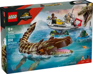 לגו Jurassic World – משימה על סירה ומוזאזאורוס בנויים מלבנים (76974) LEGO