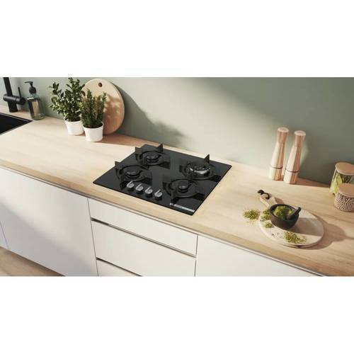 כיריים גז Bosch PPH6A6I10Y Serie 6 זכוכית שחורה 