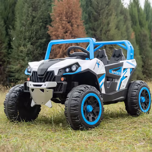 באגי ממונע 12V מיני מאבריק Mavric X3 עם גלגלי גומי, שלט רחוק, בולמים ואורות LED - כחול