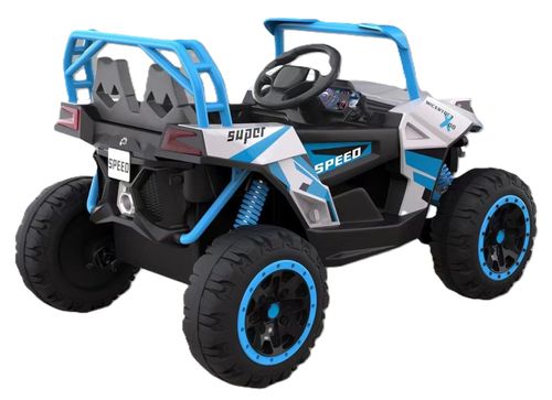 באגי ממונע 12V מיני מאבריק Mavric X3 עם גלגלי גומי, שלט רחוק, בולמים ואורות LED - כחול