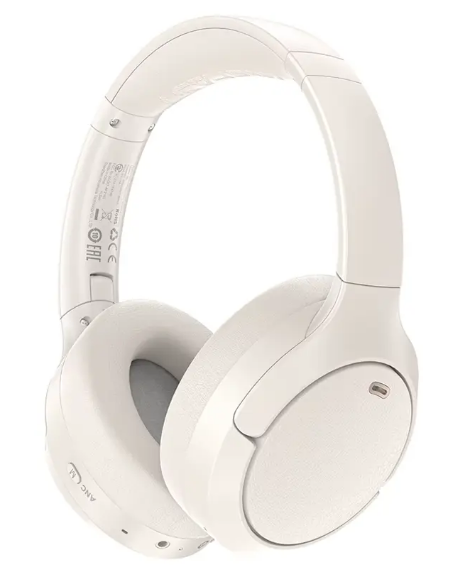 אוזניות אלחוטיות Bluetooth עם סינון רעשים אקטיבי, רמת אטימות IPX4, מתקפלות, לבן