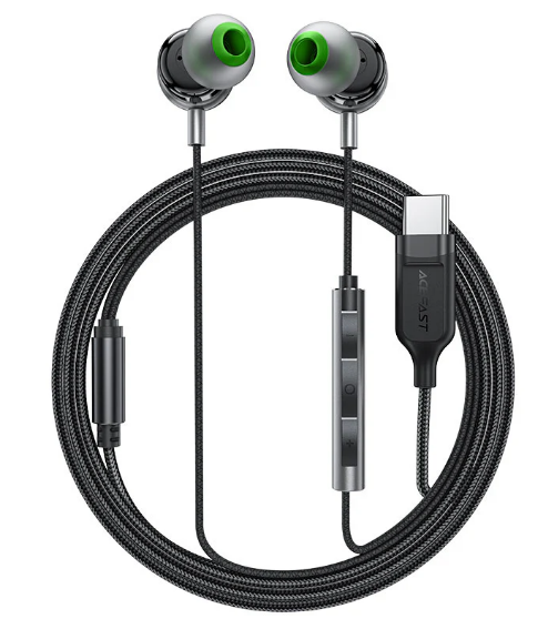 אוזניות חוטיות USB-C עם מיקרופון HD מובנה, שלט מובנה, עיצוב ארגונומי