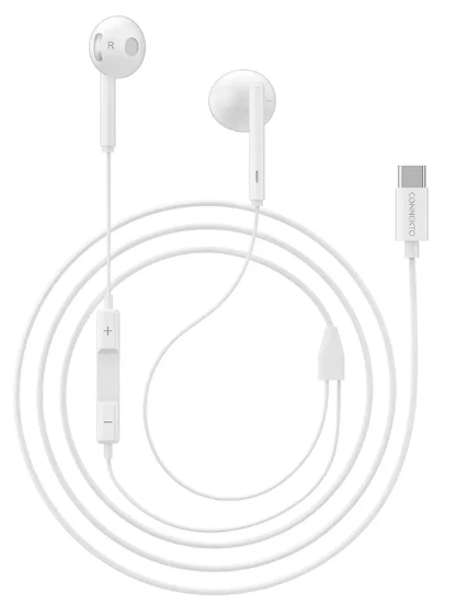 אוזניות חוטיות USB-C עם מיקרופון מובנה, צליל סאונד איכותי, כפתור שליטה, אורך 1.2 מטר