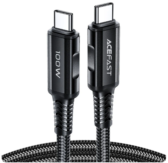 כבל סנכרון וטעינה מהירה USB-C ל-USB-C בחיפוי קלוע, ,תומך בטעינה מהירה עד 100W, אורך 2 מטר