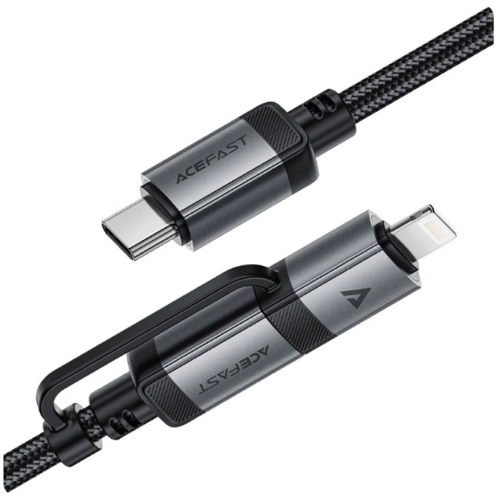 כבל סנכרון וטעינה איכותי USB-C ל-USB-C עם מתאם Lightning מובנה, קלוע