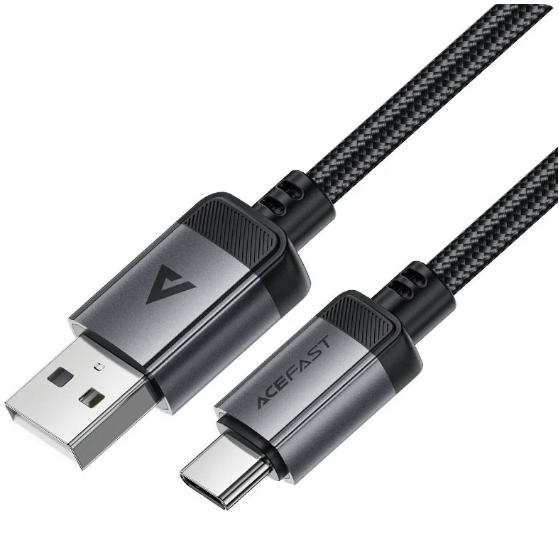 כבל סנכרון וטעינה איכותי USB-A ל-USB-C עשוי סגסוגת אלומיניום וחיפוי קלוע, 1.2 מטר