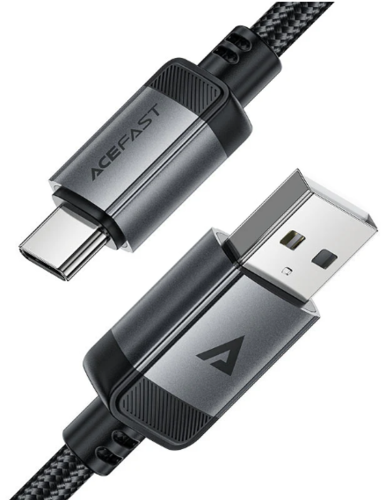 כבל סנכרון וטעינה איכותי USB-A ל-USB-C עשוי סגסוגת אלומיניום וחיפוי קלוע, 1.2 מטר