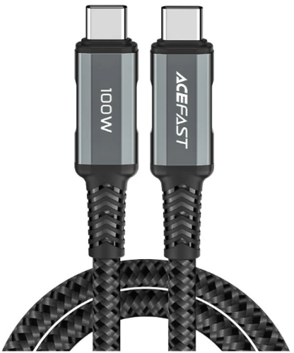 כבל סנכרון וטעינה מהירה USB-C ל-USB-C בחיפוי קלוע, ,תומך בטעינה מהירה עד 100W, אורך 2 מטר