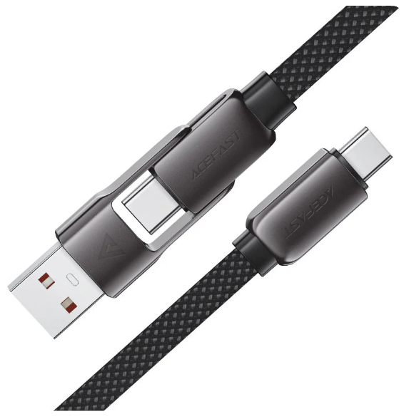 כבל סנכרון וטעינה USB-A/USB-C ל-USB-C, תומך טעינה מהירה, 1.2 מטר