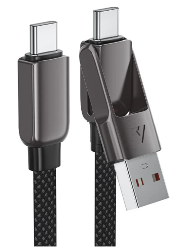 כבל סנכרון וטעינה USB-A/USB-C ל-USB-C, תומך טעינה מהירה, 1.2 מטר