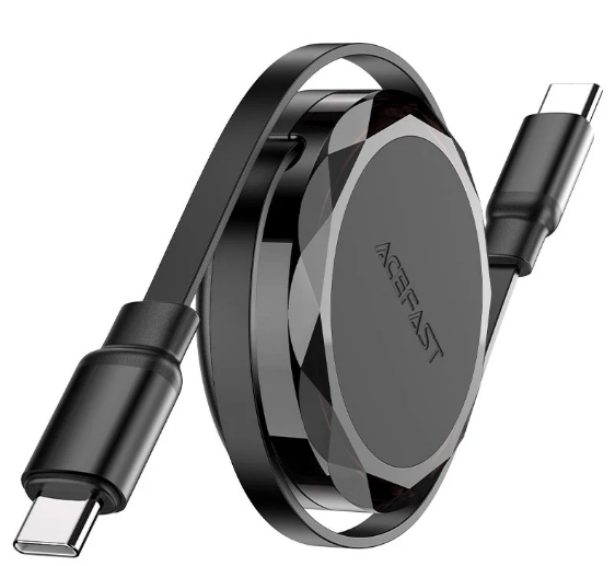 כבל סנכרון וטעינה מהירה USB-C ל-USB-C נשלף, אורך 0.8 מטר