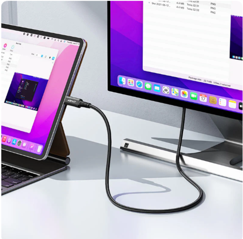 כבל HDMI איכותי, USB-C ל-HDTV 4K, סגסוגת אלומיניום, חיפוי קלוע, 1.8 מטר
